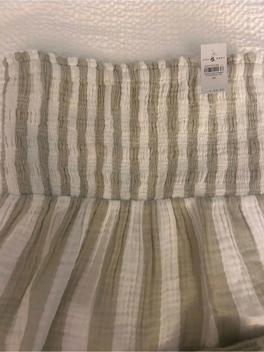Lou & Grey Light Green and White Striped pant and tube top set